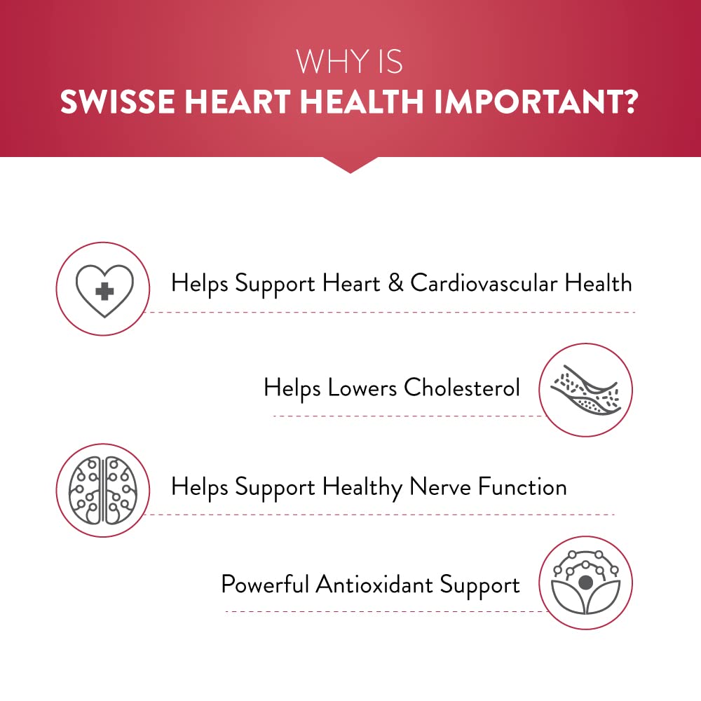 Swisse Heart Health – For Healthy Heart and Cardio Vascular Health, Supports Healthy Cholesterol Level – 30 Tablets