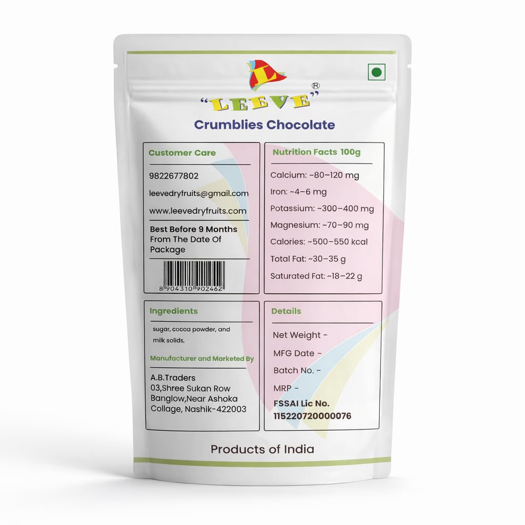 Leeve Crumblies Chocolate 200g | Crunchy Chocolate Bites | Crispy Choco Cubes | Kids Favorite Treat | Snack & Gifting Chocolate | Sweet Dessert Delight