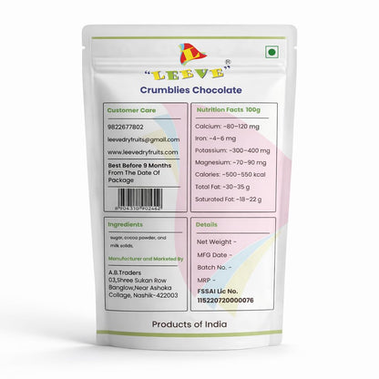 Leeve Crumblies Chocolate 200g | Crunchy Chocolate Bites | Crispy Choco Cubes | Kids Favorite Treat | Snack & Gifting Chocolate | Sweet Dessert Delight