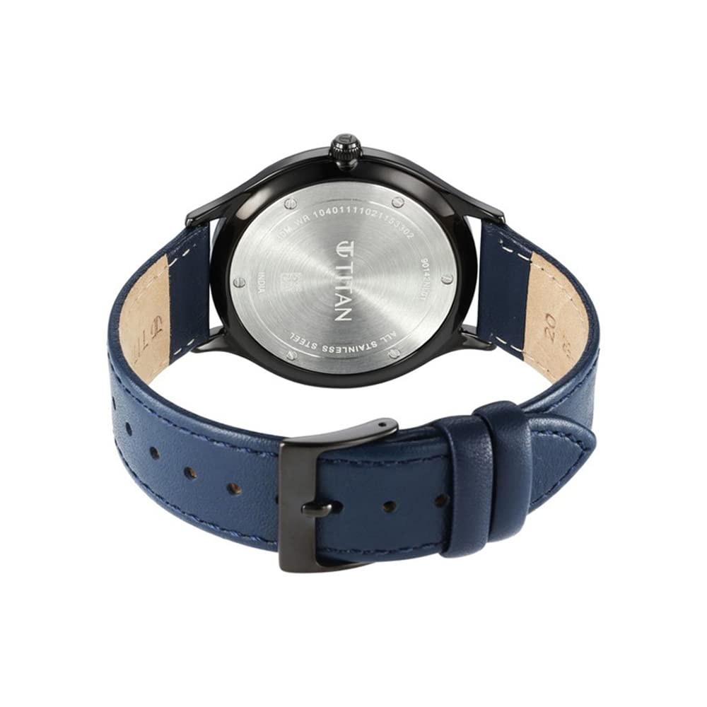Titan Classique Slimline Blue Dial Analog with Date Leather Strap Watch- image 2