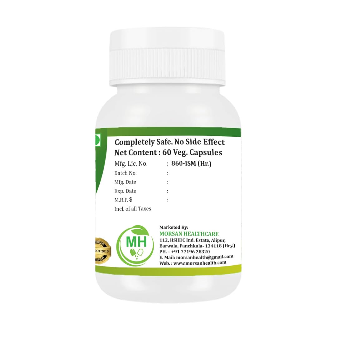 Morsan Healthcare Papaya Leaf Capsules 500 mg – 60 Veg Capsules | Herbal Supplement | Natural Papaya Extract | Vegan-Friendly | Plant-Based Formula | Made in India| (PACK OF 1)