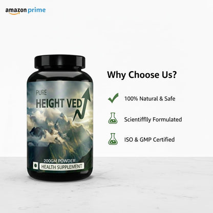 Strength Core The Height Veda Supreme Formula – Natural Ayurvedic Supplement for Height & Bone Health | 200Gram powder for Teens & Adults | Supports Growth & Wellness