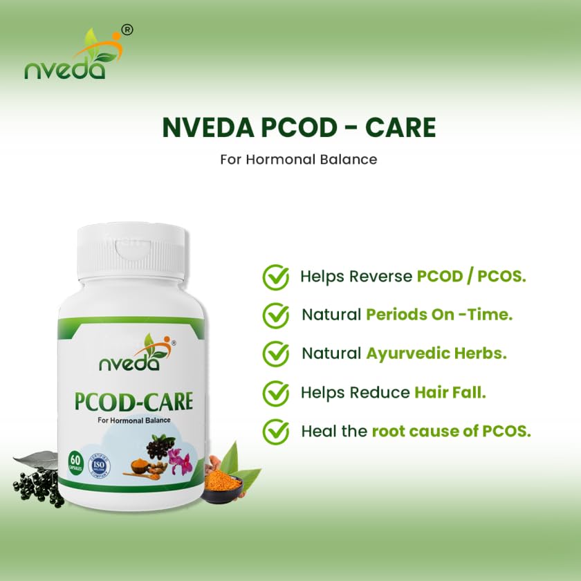 Nveda Ayurvedic herbs based PCOS/PCOD Care Tablets, PCOS Supplements for Women Regular Menstrual Cycle & Hormonal Balance (60 capsules)