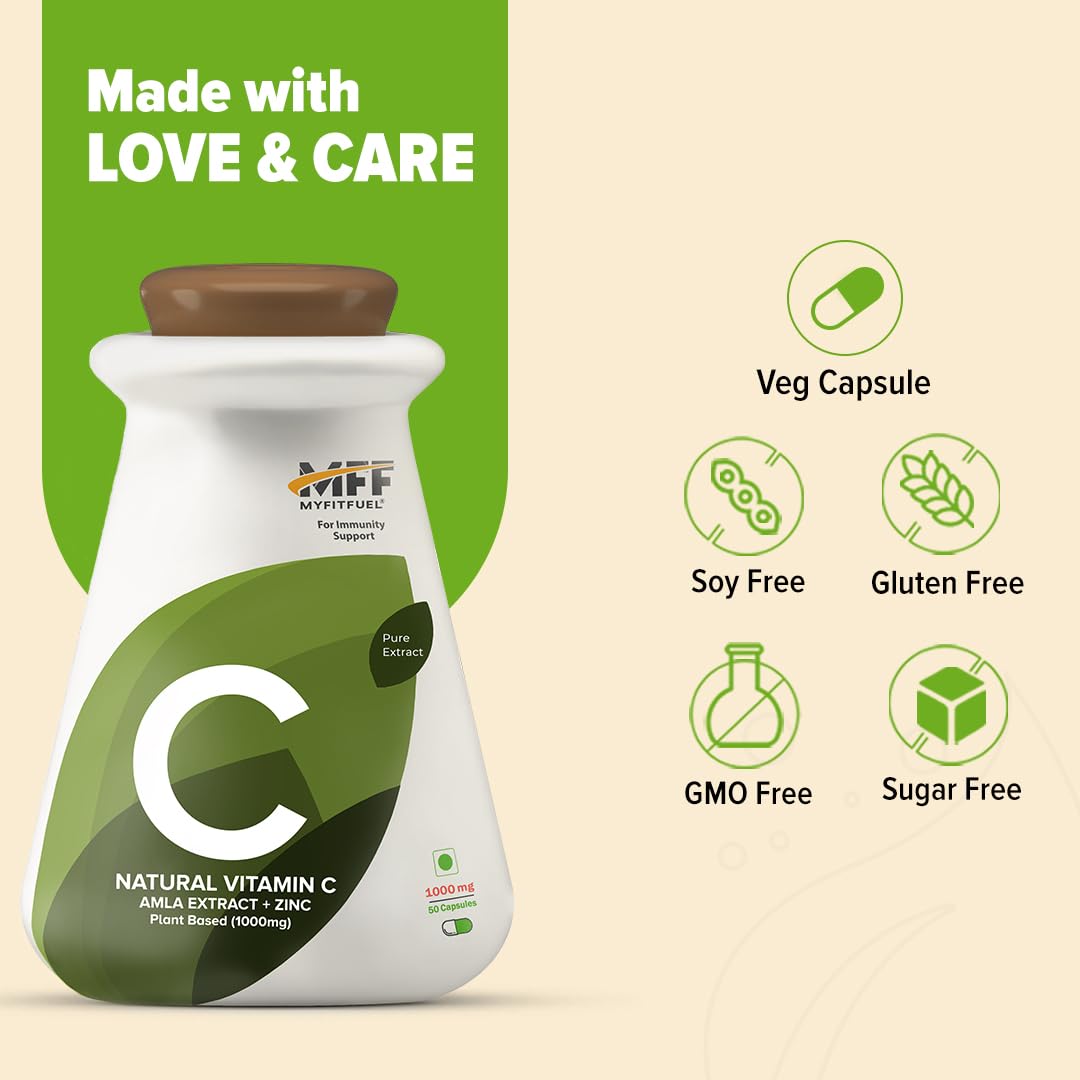 MyFitFuel Natural Vitamin C with Zinc, From Amla Extract Plant Based, (- image 4