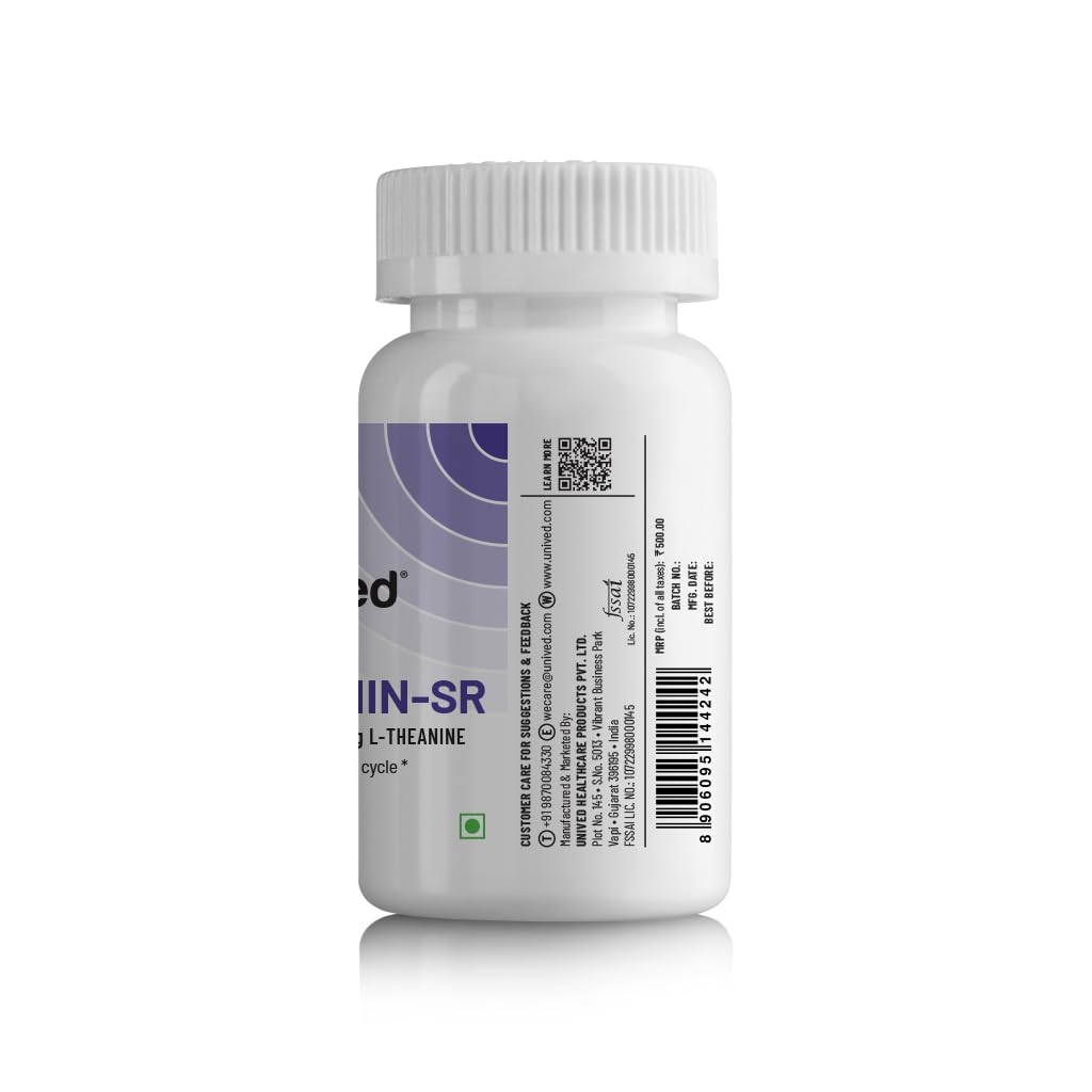 Unived Melatonin-SR 5mg | Slow Release Melatonin Supplement | 50% Immediate Release + 50% Sustained Release Through the Night | Supports Deep Sleep, Sleep Quality & Circadian Rhythm | Vegan