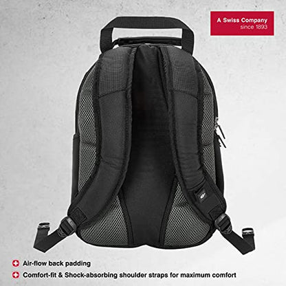 WENGER NANOBYTE 13 Inch Laptop Backpack, Padded Laptop Compartment with iPad/Tablet/eReader Pocket in Black-blend of style & function, Swiss designed, 600626