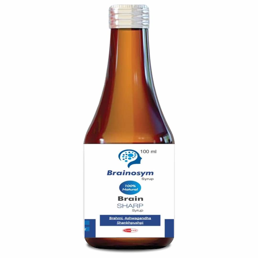 SYMCOX Brainosym Syrup Ayurvedic Brain Tonic | Enriched with Shankhpushpi, Brahmi, Ashwagandha, Shatavari & many more herbs. 100ml syrup Bottle(Pack of 1)