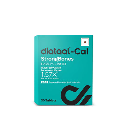 Diataal Cal StrongBones | Active Absorbable Calcium + Vit D3 for Strong bones | Calcium Tablets for Men & Women & Kids | Using Patented Japanese technology | 30 tabs