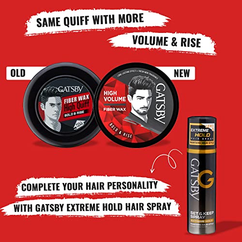 Gatsby Styling Fiber Hair Wax - Bold & Rise 75gm | High Volume, Natural Finish, Strong Hold, Anytime Re-Stylable & Easy Wash Off | For High Quiff Hair Style | Hair Styling Wax for Men