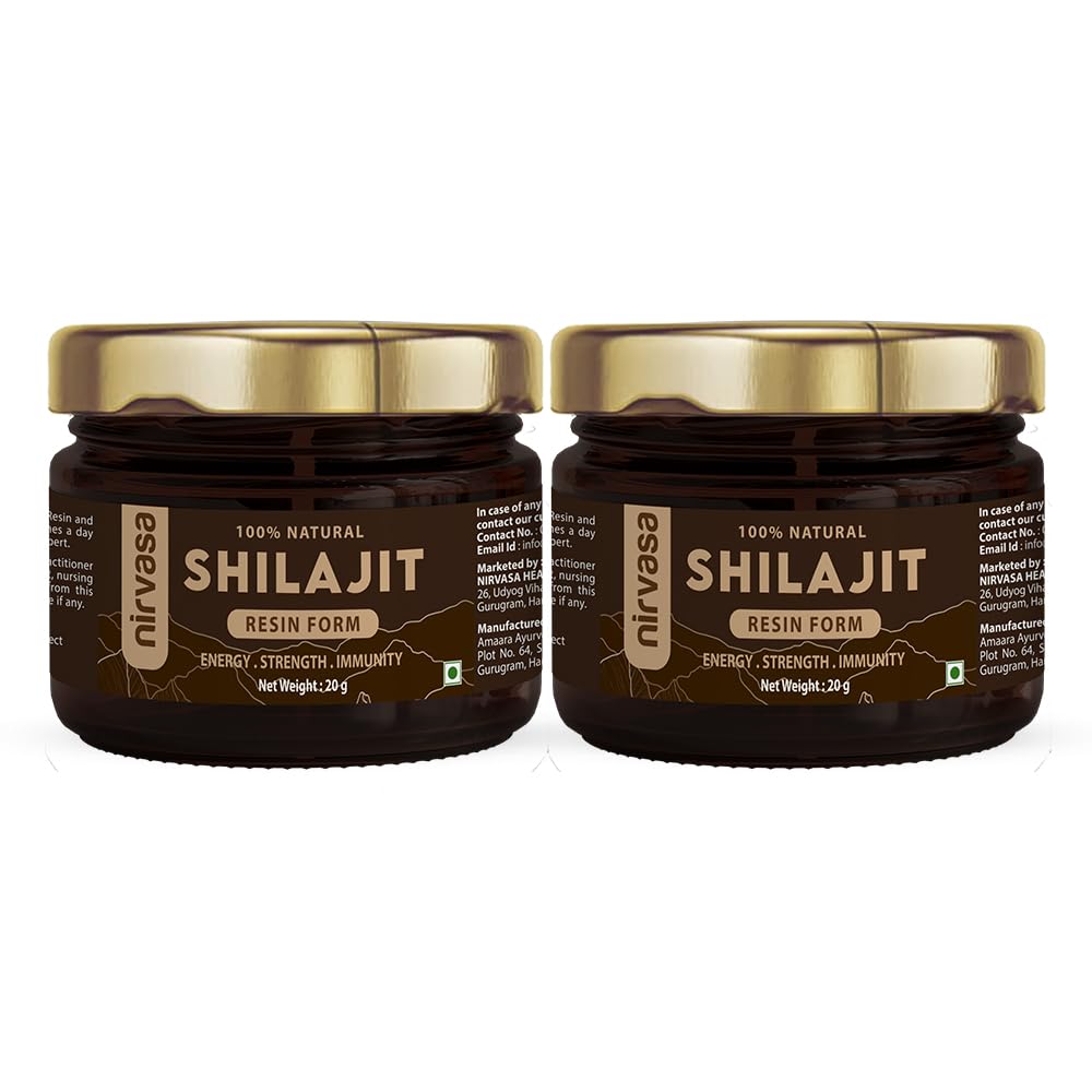 Nirvasa Pure & Original Himalayan Shilajit/Shilajeet Resin 2x20g | 100% Natural with 70% Fulvic Acid & 84+ Trace Minerals | Boosts Energy, Stamina, Strength & Immunity | 200-500 mg/ Serving – Pack of 2
