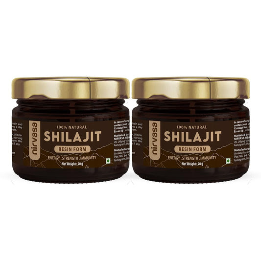 Nirvasa Pure & Original Himalayan Shilajit/Shilajeet Resin 2x20g | 100% Natural with 70% Fulvic Acid & 84+ Trace Minerals | Boosts Energy, Stamina, Strength & Immunity | 200-500 mg/ Serving – Pack of 2