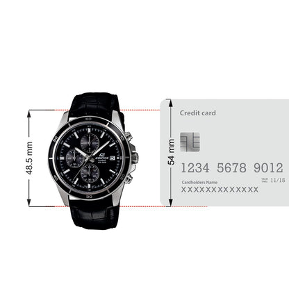 Casio Edifice EFR-526L-1AVUDF Analog Black Dial Men Watch Black Genuine Leather Strap (EX096)