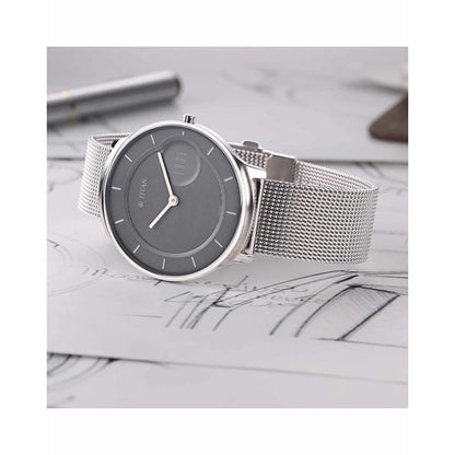 Titan Edge Minimals Grey Dial Analog Stainless Steel Strap Watch for Me- image 2