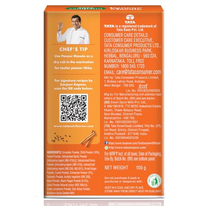 Tata Sampann Paneer Masala Powder with Natural Oils, 100g, Crafted by Chef Sanjeev Kapoor, With Chef’s Exclusive Tip, Rich Aroma & Flavour