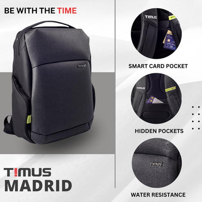 Timus Madrid Black Professional Laptop Bag for Men & Women 24 L with 15- image 8