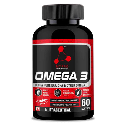 Mypro Sport Nutrition Omega 3 Fish Oil-60-Capsule (1000mg Omega 3 with 550 mg EPA & 350 mg DHA), for Brain, Heart, Eyes,and Joints Health For Men And Women