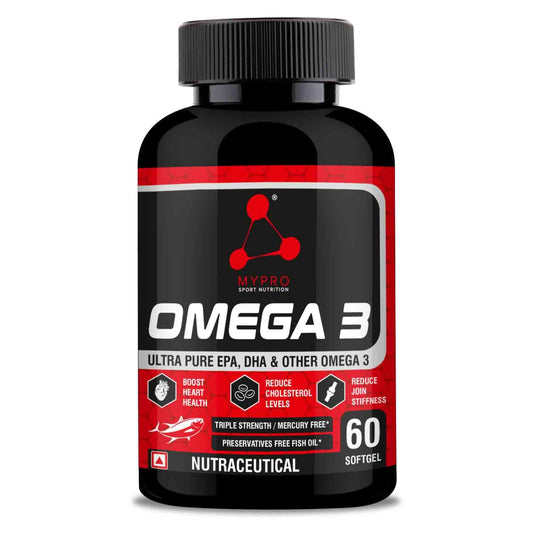 Mypro Sport Nutrition Omega 3 Fish Oil-60-Capsule (1000mg Omega 3 with 550 mg EPA & 350 mg DHA), for Brain, Heart, Eyes,and Joints Health For Men And Women