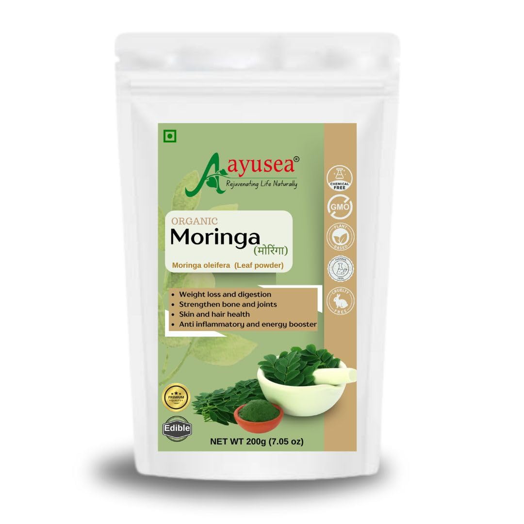 AYUSEA® 100% Pure Moringa Powder for Skin & Wellness – 200gm (Pack of 1)