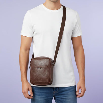 Police Men's Brown Color Cross Body Bag Made in PU