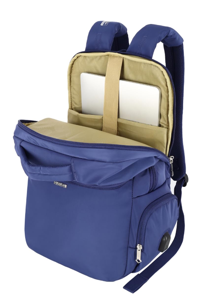 American Tourister Jit+ Polyester Zip Closure 6 Compartment Laptop Backpack (Blue, Free Size),35 L