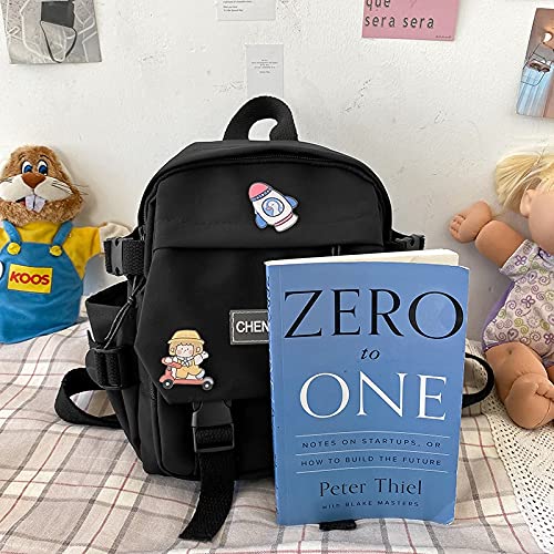 PEXIZUAN kawaii backpack girl school bag waterproof nylon with kawaii pendant cute pin mini backpack, Blue, 35(cm)*28 (cm)*13 (cm), Cute
