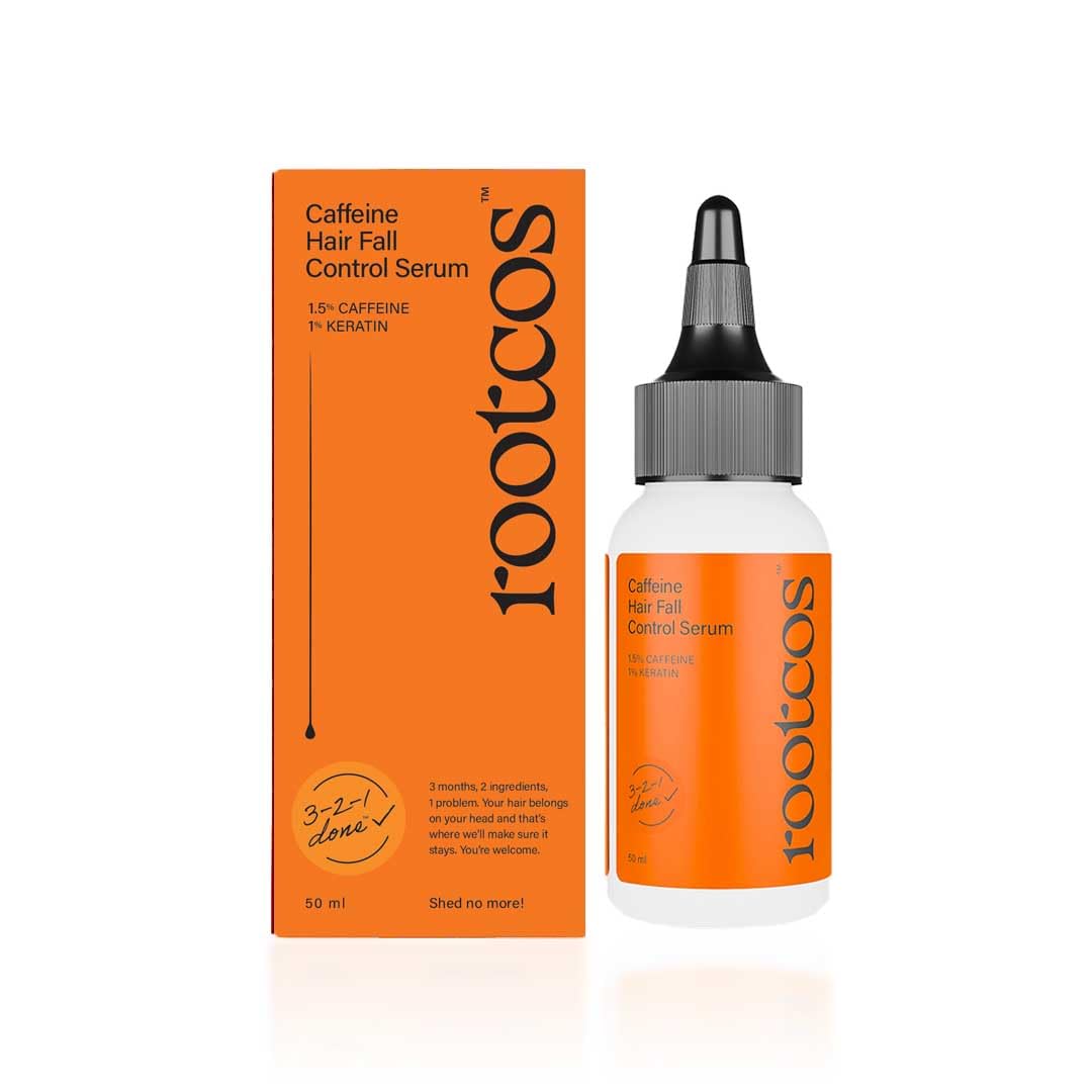 Rootcos Caffeine Hair Fall Control Serum with Keratin | Minimizes Hair Fall, Strengthens Hair Follicles, Reduces Hair Breakage and Reduces Follicular Stress| Scalp Serum For Men & Women | 50 ml