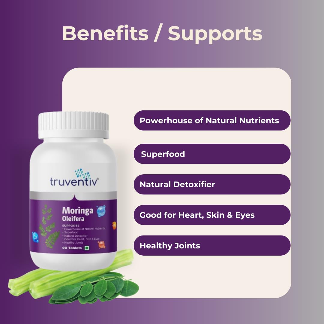 Truventiv Moringa Oleifera 500 mg Gold Standard 100% Pure & Premium - 90 Tablets