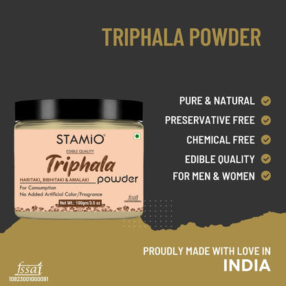 STAMIO Triphala Powder 100 gm | Amalaki | Bibhitaki | Haritaki | Digest- image 9