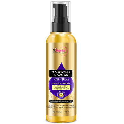 St.Botanica Smoothening Pro Keratin & Argan Hair Serum for Women, 200 ml | with Pro Keratin & Argan Oil | Deeply Conditions Dry, Damaged Hair | Protects Coloured Hair | No Parabens & Sulphates