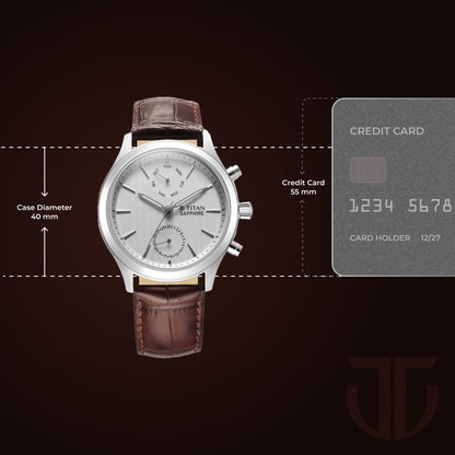 Titan Sapphire Multifunction Quartz Analog with Day and Date White Dial- image 2