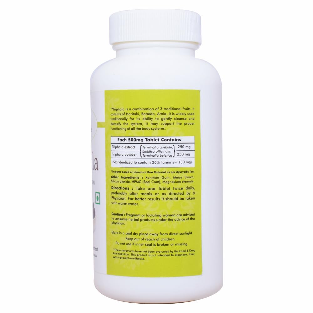 Ayurvedic Life Triphala Capsules 500mg Tablets, Natural, 120 count- image 3