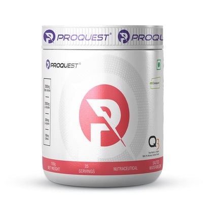 ProQuest Nutrition Q3 Pre-Workout Powder, Salted Watermelon, Flavour, 150g (25 Servings) | With Beta-Alanine & Creatine | Muscle Pump, Energy, Focus, Endurance & Performance | Zero Added Sugar