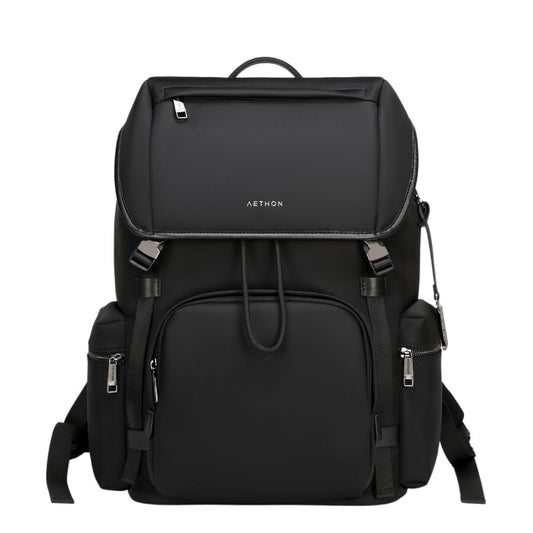 AETHON The Ridge Backpack | 15.6-inch Shoulder Bag | Nylon Fabric | Separate Laptop Compartment | Adjustable Straps | Waterproof Design | Travel Bag | Black