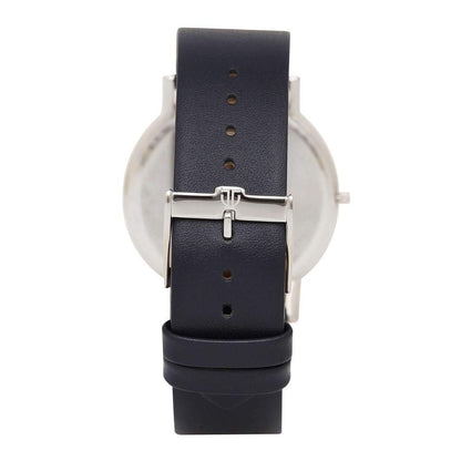 Titan Edge Quartz Analog Silver Dial Navy Blue Leather Strap Watch for- image 2