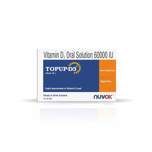 TOPUP D3 – Ready to Drink Vitamin D3 (Cholecalciferol, 60000 IU) | Nano Shots for Immunity, Healthy Bones & Strong Muscles | Sugar Free Nano Shots | Pack of 4 shots of 5 ml each