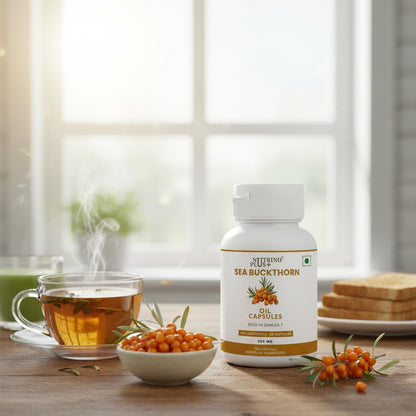 Hippophae Rhamnoides Oil Capsules 500mg | Natural BPH & Urinary Flow Support | Sea Buckthorn Extract | Complete Omega 3 6 7 9 | Prostate Supplement for Men | 30 Softgels