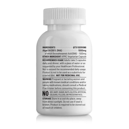 Unived OVEGHA Plant-Based Omega-3 DHA | 1000mg Algae Oil 500mg DHA Per Serving | for Heart, Hair, Skin, Joint, Brain & Eye Health | 60 Vegan Capsules
