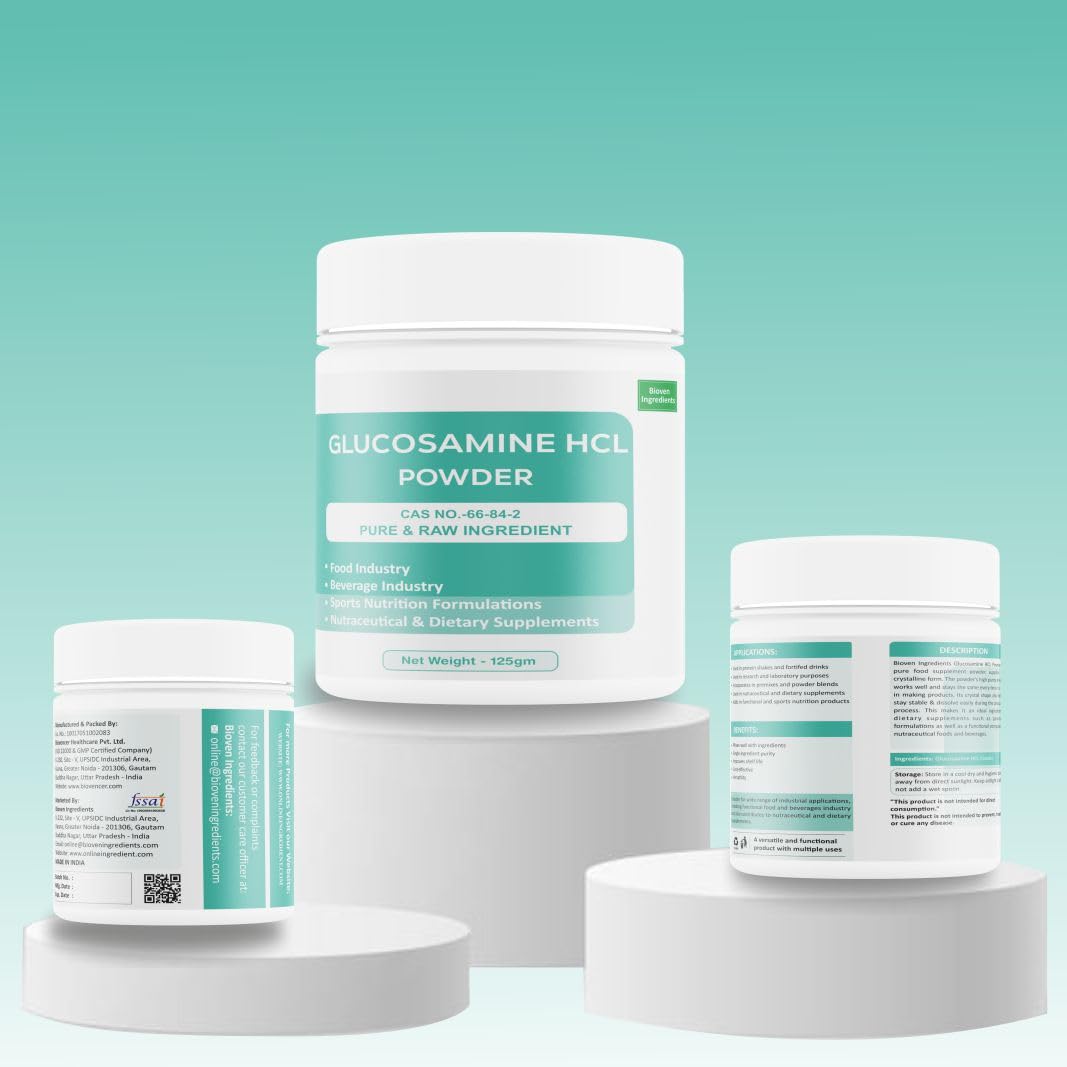 Bioven Ingredients Glucosamine HCL Powder, Pure Supplements, No Filters/Binders, (Gram, 125, gram)