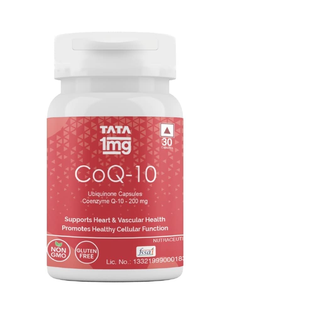 Tata 1mg CoQ 10 (Coenzyme 10) ((200mg)) Capsules, Supports Heart and Vascular Health, Promotes Healthy Cellular Function For Unisex , 50 grams
