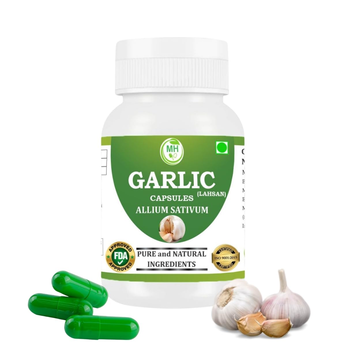 Morsan's Garlic Extract (Allium sativum) Capsules, Pack of 60 x 500mg. Veg. Capsules (1)