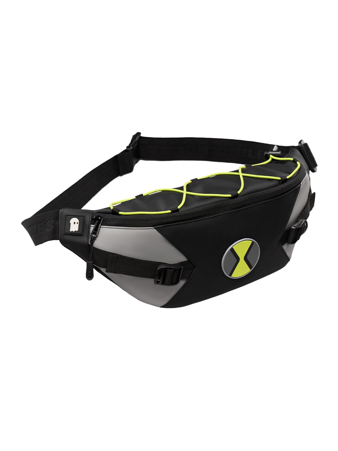 The Souled Store Ben 10: Omni Gear Fanny Pack | Official Cartoon Network Merchandise | Premium Matte PU Sleek Crossbody Waist Bag with Neon Bungee Cord & Adjustable Strap for Men & Women