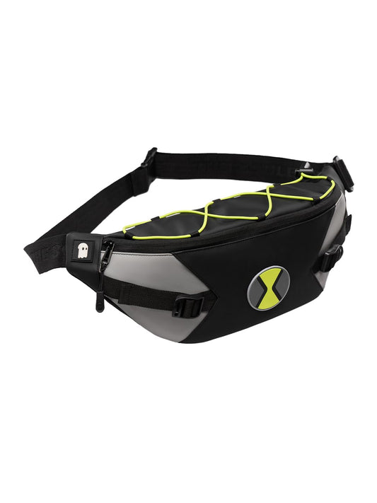The Souled Store Ben 10: Omni Gear Fanny Pack | Official Cartoon Network Merchandise | Premium Matte PU Sleek Crossbody Waist Bag with Neon Bungee Cord & Adjustable Strap for Men & Women