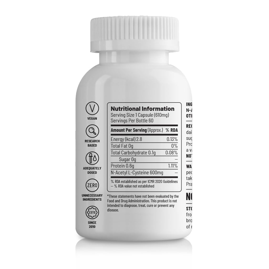Unived NAC | N-Acetyl-L-Cysteine 600mg | Supports Respiratory, Immune, and Skin Health | 60 Vegan Capsules