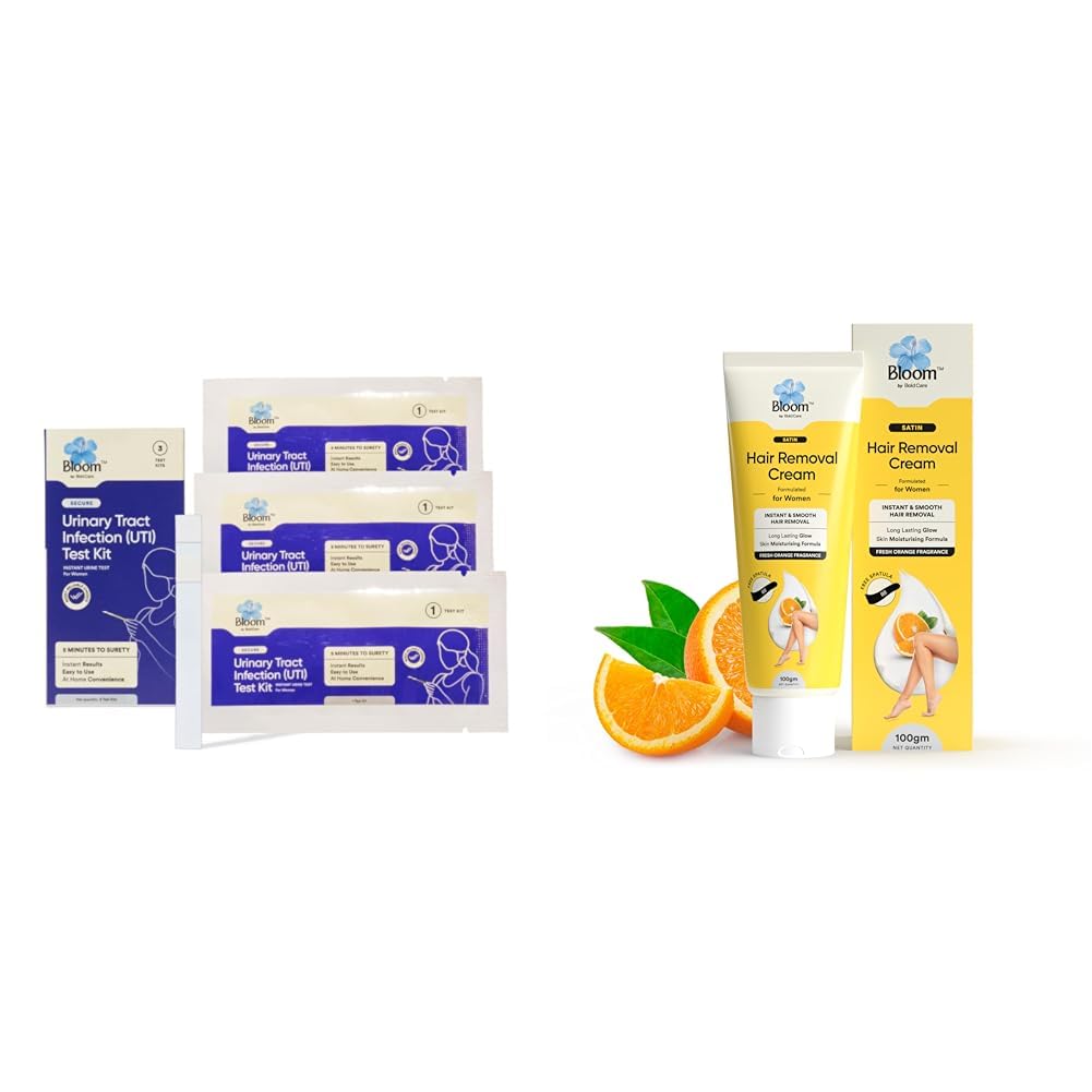 Bloom by Bold Care UTI Testing Kit | Instant Detection of Urinary Tract Infections | Home-based Ur | Bloom by Bold Care Hair Removal Cream | (100 gms) | Citrus Orange Fragrance | Dermatologically Tes