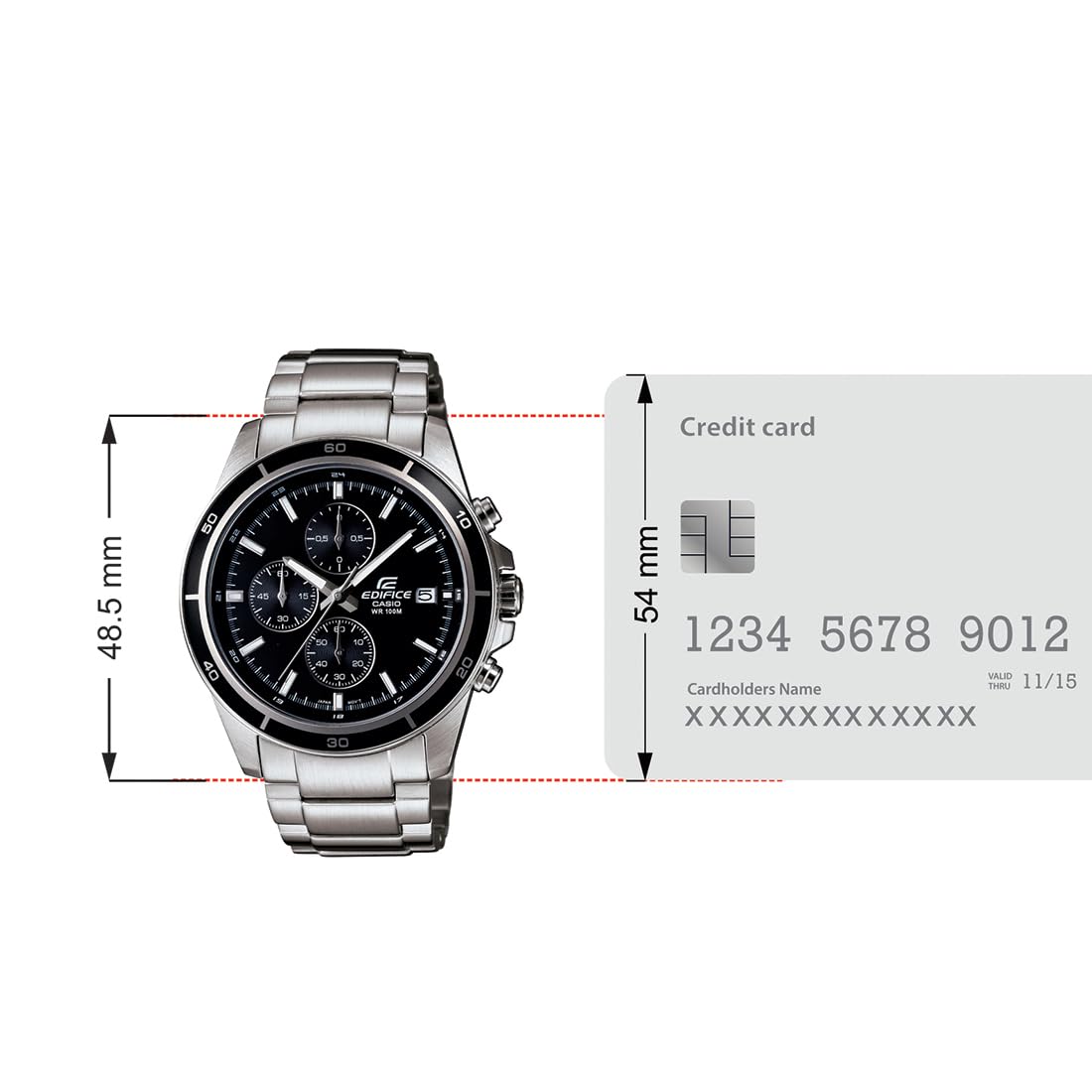 Casio Edifice EFR-526D-1AVUDF Black Analog Dial Silver Stainless Steel Band Men's Watch Solid Band Stop-Watch EX093