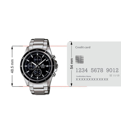 Casio Edifice EFR-526D-1AVUDF Black Analog Dial Silver Stainless Steel Band Men's Watch Solid Band Stop-Watch EX093