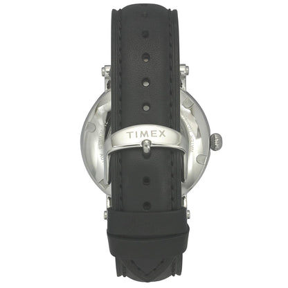 TIMEX Automatic Analog Watch for Man with Black Round Dial & Black Leather Strap Band Water Resistant Men's Wrist Watches - TWEG16716