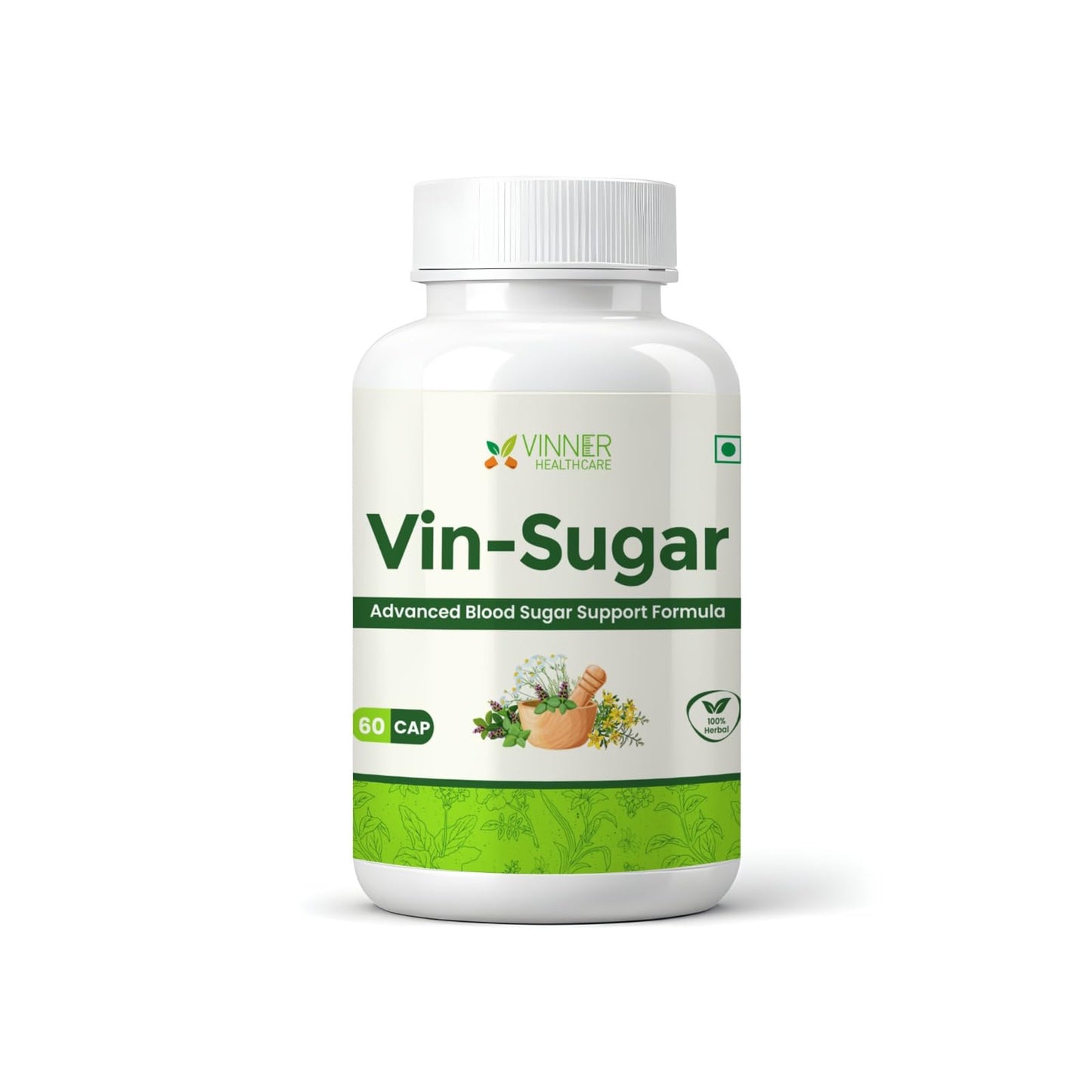 Vinner Healthcare Vin-Sugar Advanced Blood Sugar Support Formula, 60 Capsules, Ayurvedic Herbal Supplement (For both Men and Women)