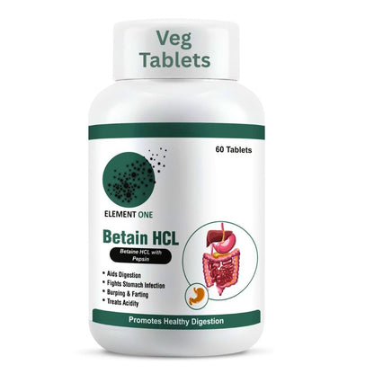 Vegetarian Betaine HCL with Pepsin and Herbs Digestive Enzyme | Protein Digestion Support | For Adult Daily Use Pack of 1 (60 Veg Tablets)