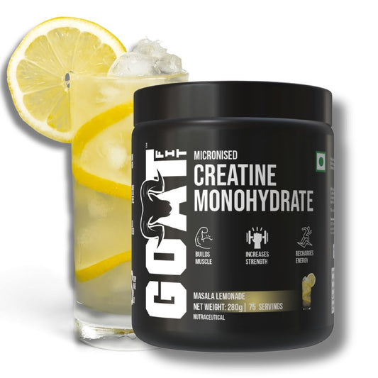 G.O.A.T Fit 100% Pure Micronized Creatine Monohydrate Powder | Superior Absorption, Monstrous Performance | For Improvement in Strength, Power, and Size (280gm - 75 Servings, Masala Lemonade)